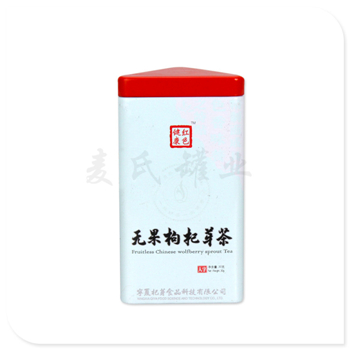 三角形枸杞芽茶铁皮罐,内塞盖茶叶马口铁罐子