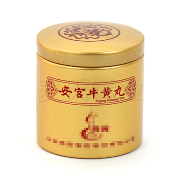 牛黄丸马口铁包装盒_圆形药丸铁盒定制